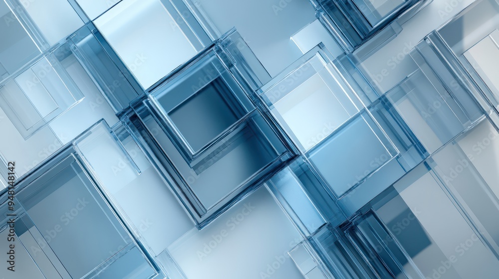 Abstract blue glass squares overlapping in a modern design. Abstract blue glass squares overlapping in a modern design.