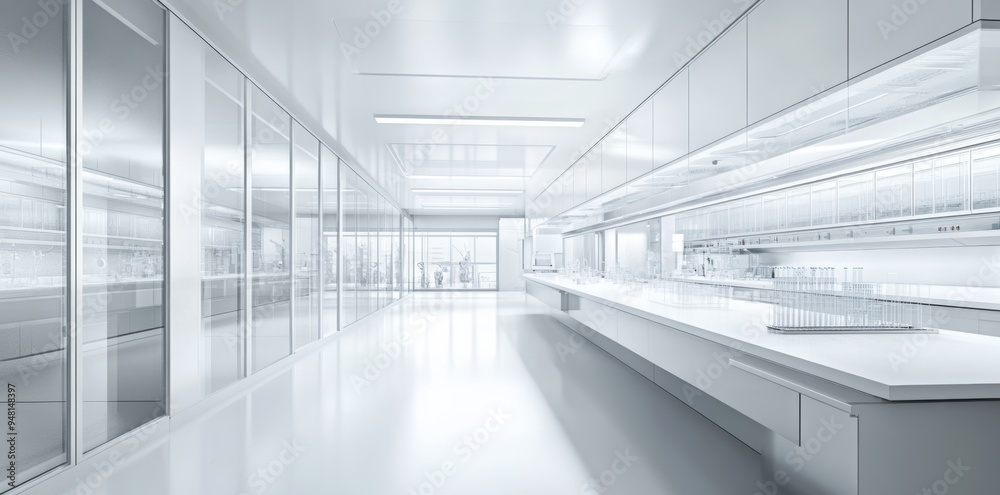 Clean, minimal science practice room, white walls, illustrated, generated by AI Clean, minimal science practice room, white walls, illustrated, generated by AI