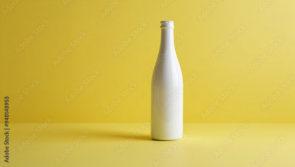 Empty white plastic spray bottle on a bright yellow background Empty white plastic spray bottle on a bright yellow background