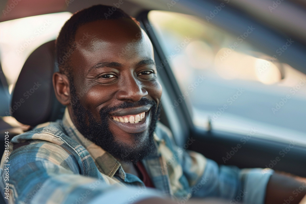 Obraz premium Smiling Man in a Car