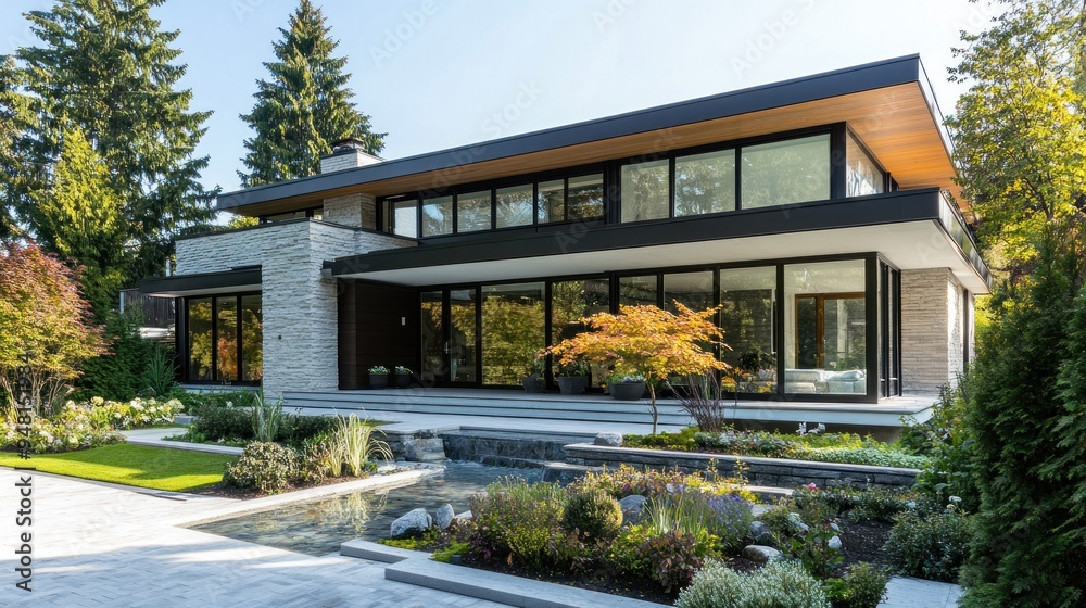 Modern House with a Water Feature Modern House with a Water Feature