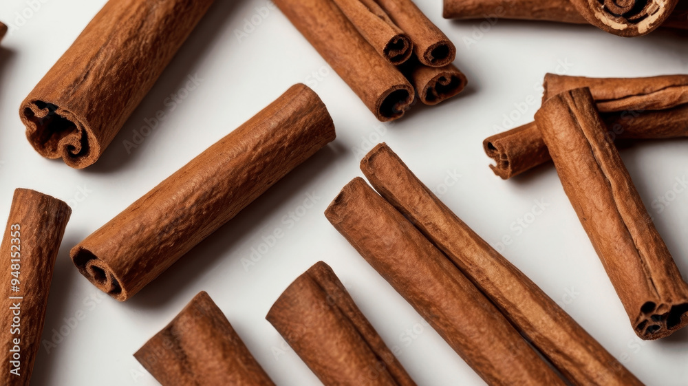 cinnamon sticks on a white background