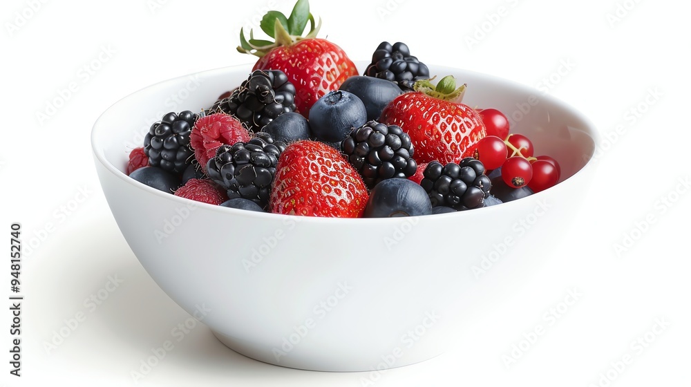 A bowl of mixed berries on a white background. A bowl of mixed berries on a white background.
