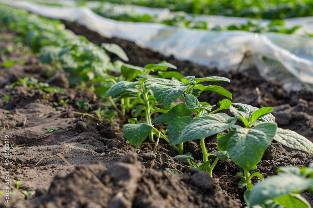 Close-up of Green Potato Plants Growing in a Field Close-up of Green Potato Plants Growing in a Field
