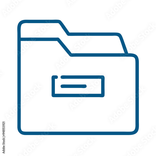 File Folder Icon in Simple Blue Line Art on White Background