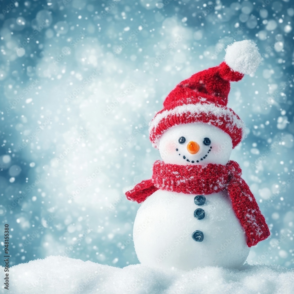 Cute snowman greeting card for the Merry Christmas and Happy New Year celebration in winter Cute snowman greeting card for the Merry Christmas and Happy New Year celebration in winter