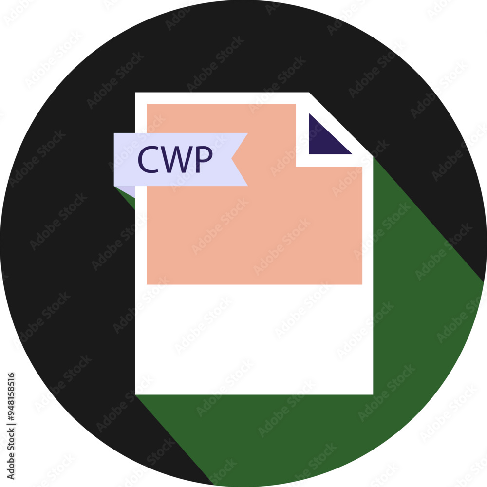 CWP File format icon and black shadow circular