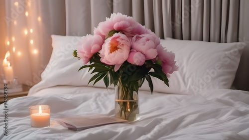 peony on the bed