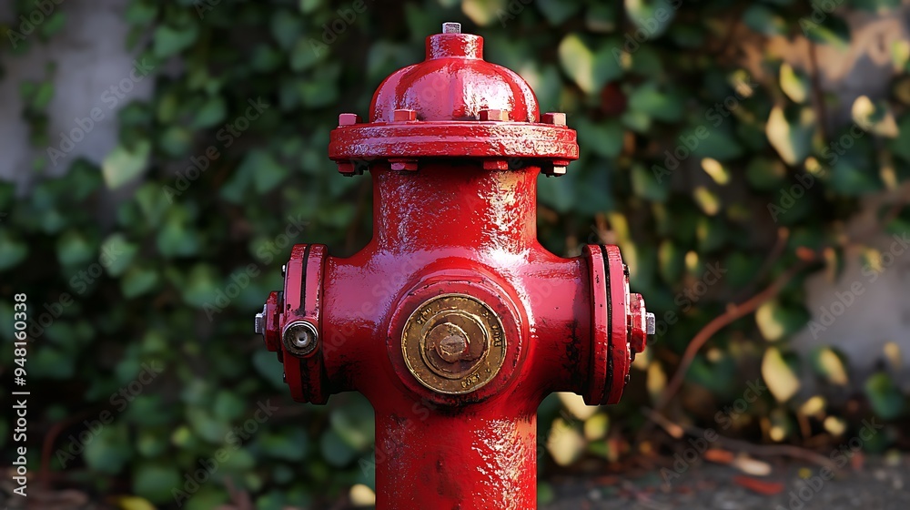 A Red Fire Hydrant Against a Green Background A Red Fire Hydrant Against a Green Background