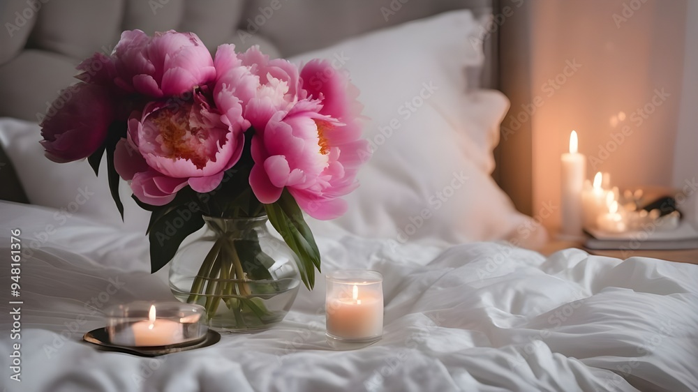 peony on the bed