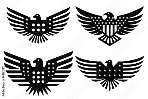 USA Eagle Flag silhouette vector illustration