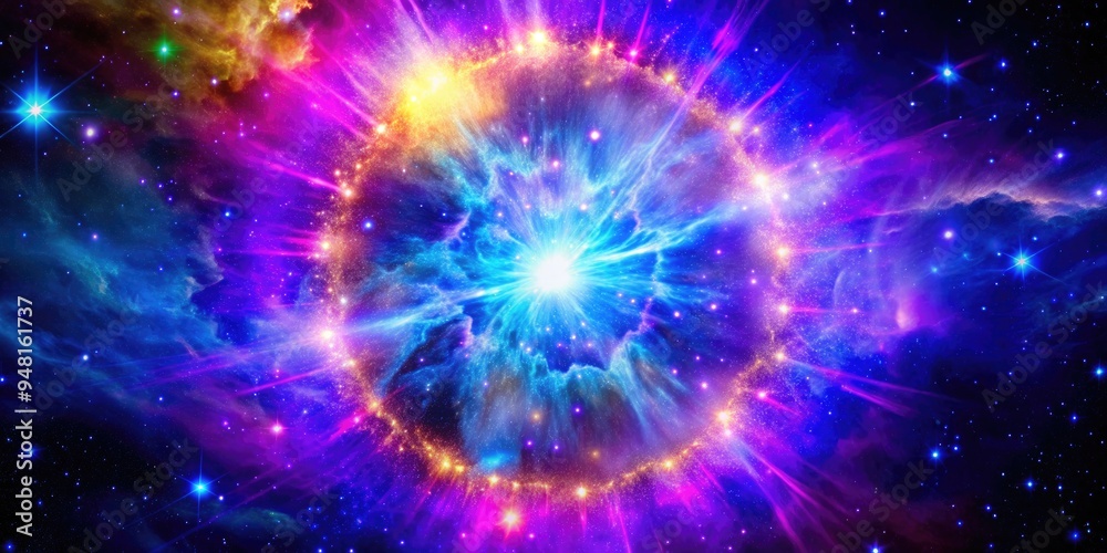 Fototapeta premium A vibrant cosmic explosion illuminates the universe.