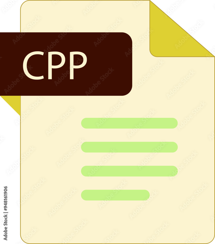 CPP File icon with folded style document CPP File icon with folded style document
