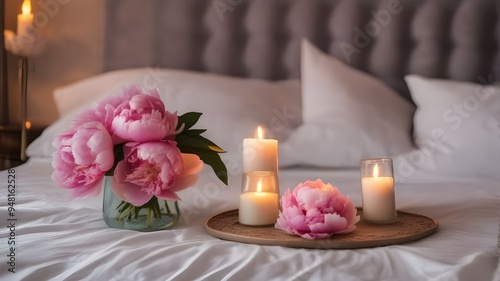 peony on the bed