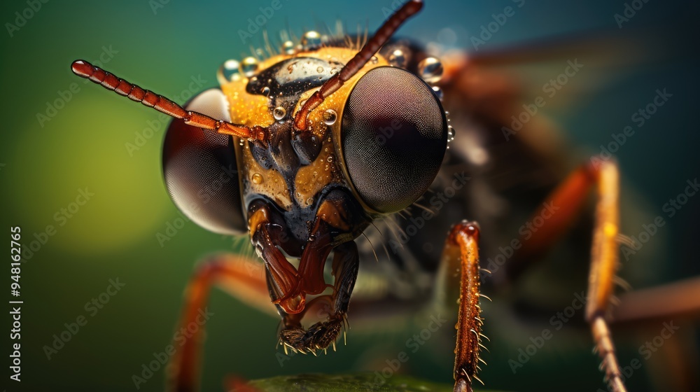 Fototapeta premium Intriguing macro close-up of bug's anatomy, highlighting nature's intricate details.