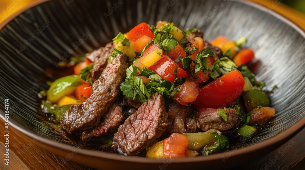 A flavorful serving of beef with vegetables, prepared in Mexican style, offering a taste of authentic cuisine.