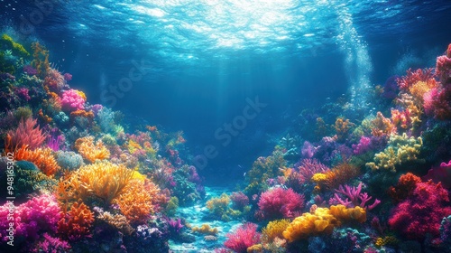 Fototapeta Naklejka Na Ścianę i Meble -  Vibrant Coral Reef Underwater Scene