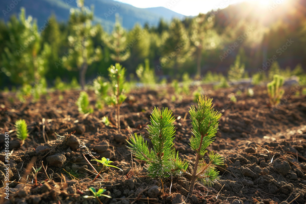 Obraz premium Young Pine Trees in a Forest