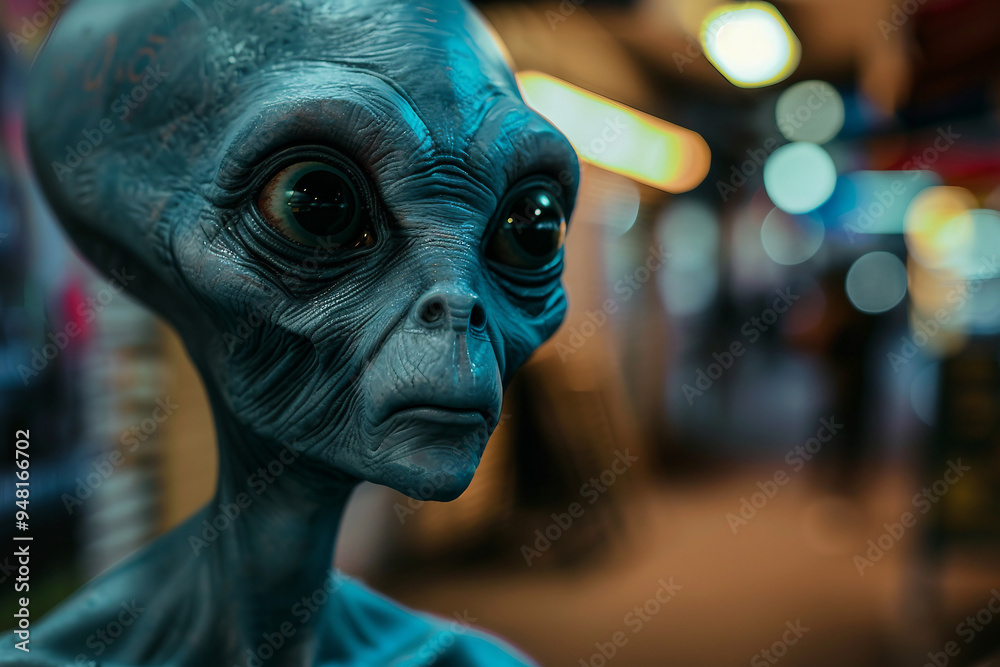 UFO space visitor alien on Earth living human life with everyday routine staff, Generative AI UFO space visitor alien on Earth living human life with everyday routine staff, Generative AI