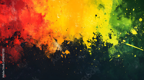 Abstract grunge background with emphasis on reggae colors. photo