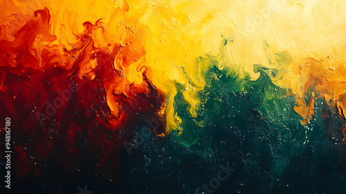 Abstract grunge background with emphasis on reggae colors.
