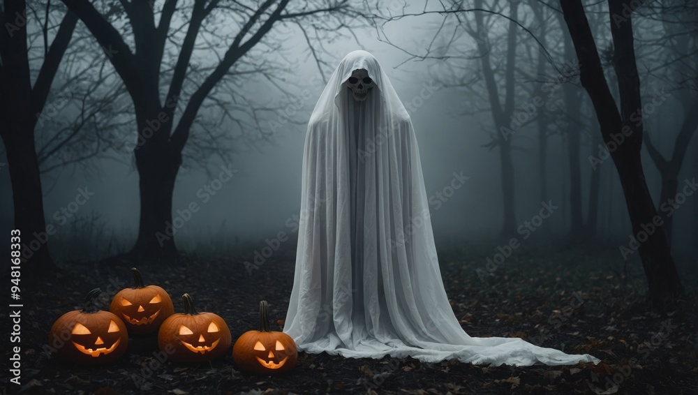 ghostly figure draped in a errv white sheet ghostly figure draped in a errv white sheet