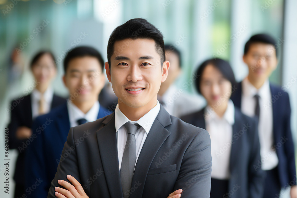 Successful business people person in modern interior office space building made with Generative AI artwork Successful business people person in modern interior office space building made with Generative AI artwork