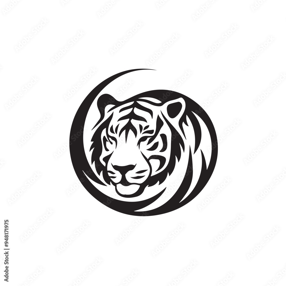 Tiger Logo Symbol Combined with Circle Vector Art for Branding and Identity isolated on transparent background Tiger Logo Symbol Combined with Circle Vector Art for Branding and Identity isolated on transparent background