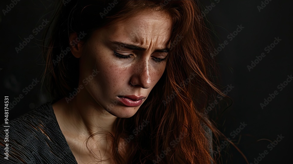 Upset woman on black background. Upset woman on black background.