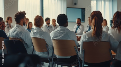 Medical Professionals Attending Educational Conference in Board Room