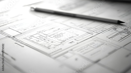 Minimalist Wireframe of a Website Layout Highlighting User Navigation and Intuitive Design Concept