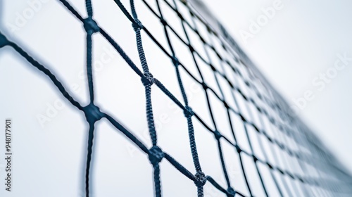 Volleyball net stretching into the distance under bright sky