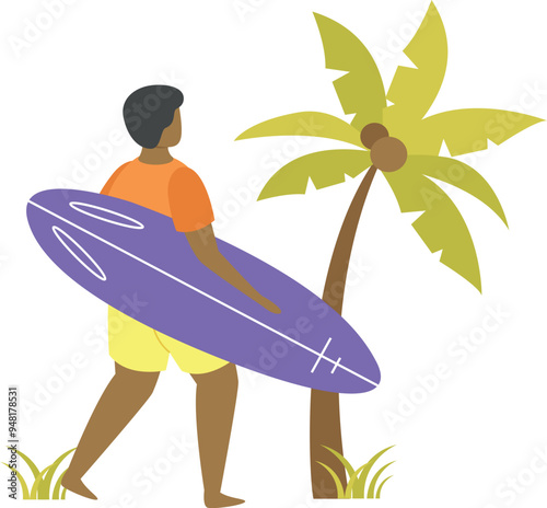 A boy with a surfboard is going surfing.