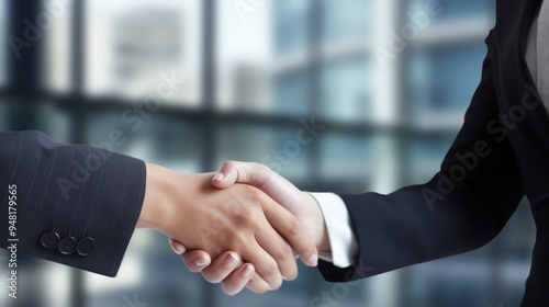 Successful Business Collaboration: Handshake Between Colleagues in Office