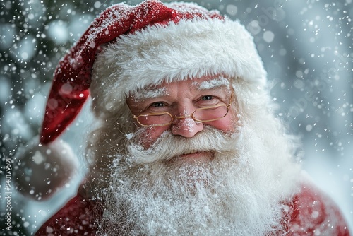 Portrait of Santa Claus. Kind eyes and smile. photo