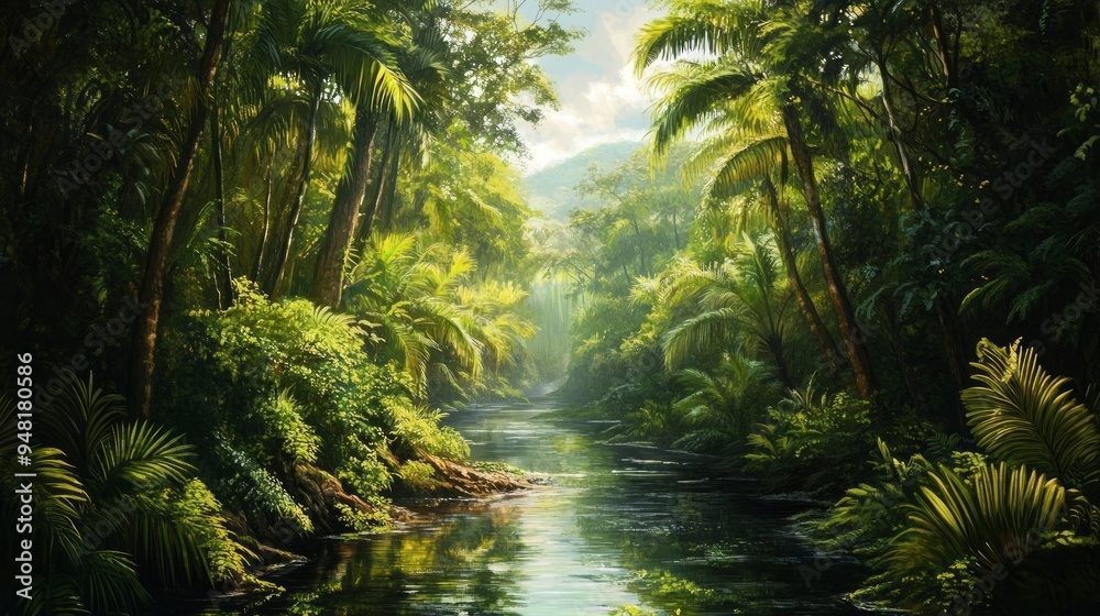 Tropical rain forest with river Tropical rain forest with river