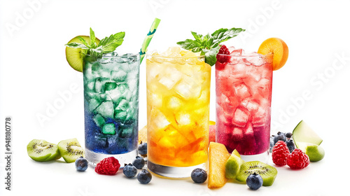 Fruit Cocktails on Bar Counter -  Summer Drinks Collection.