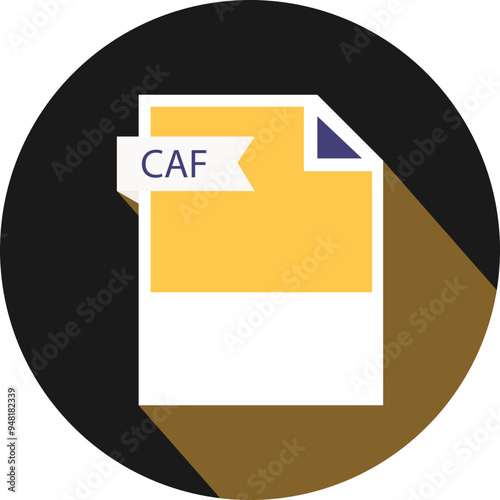 CAF File format icon and black shadow circular shape