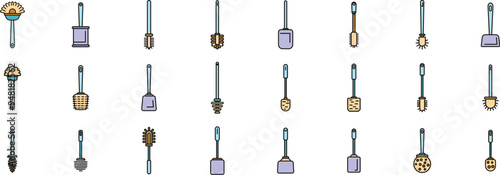 Toilet brush set for cleaning toilet bowl using by professional cleaner in bathroom