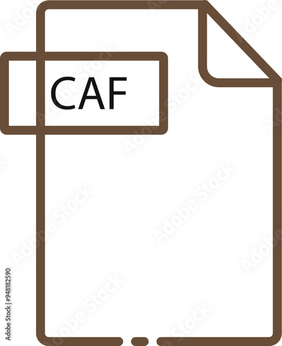 CAF File format minimal icon with black outline