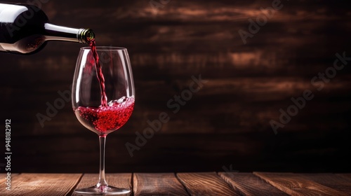Cheers and Celebration with Elegant Red Wine Glass in Indoor Party Setting