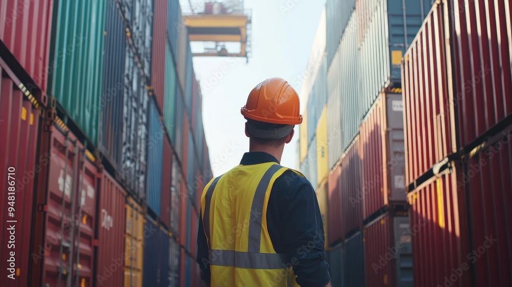 Engineers are overseeing the transportation of cargo with containers, Container in export and import business and logistics Engineers are overseeing the transportation of cargo with containers, Container in export and import business and logistics