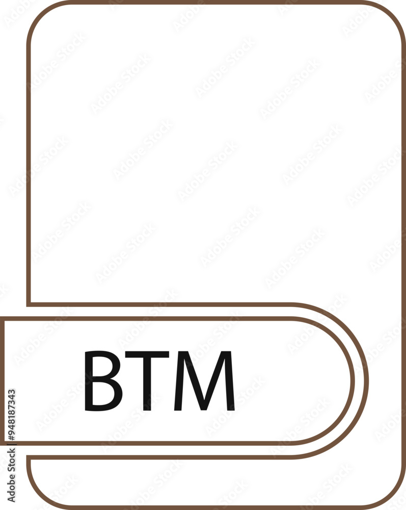 BTM File format icon black outline and light color BTM File format icon black outline and light color