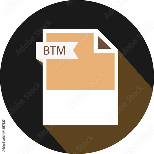 BTM File format icon and black shadow circular shape photo