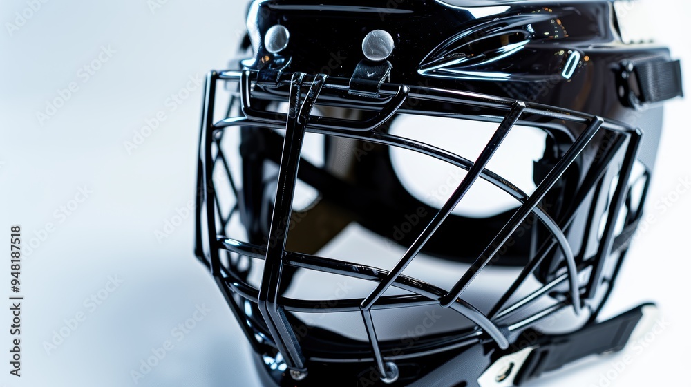 Black ice hockey helmet with cage on white background Black ice hockey helmet with cage on white background