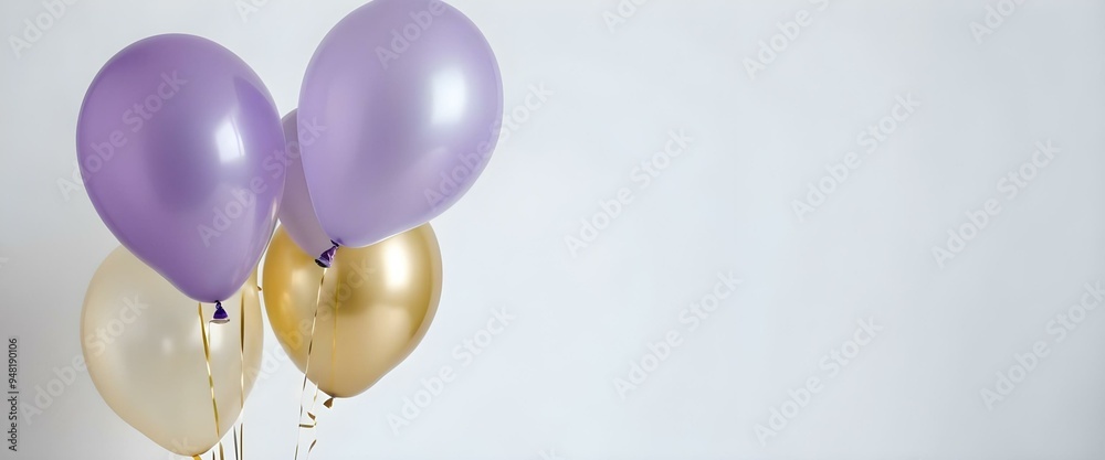 Purple and golden balloons on white background.
AI generated Purple and golden balloons on white background.
AI generated
