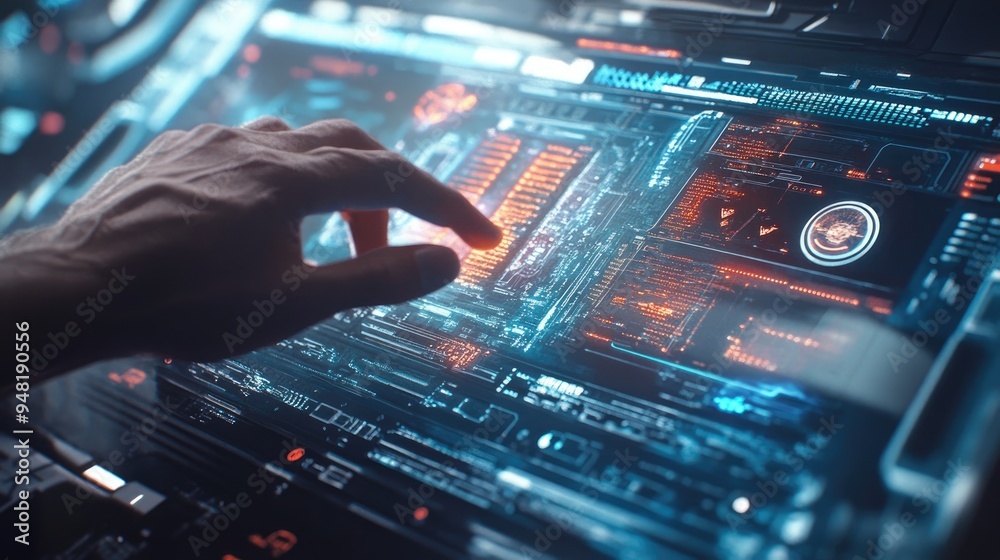 Technology concept on touchscreen computer 