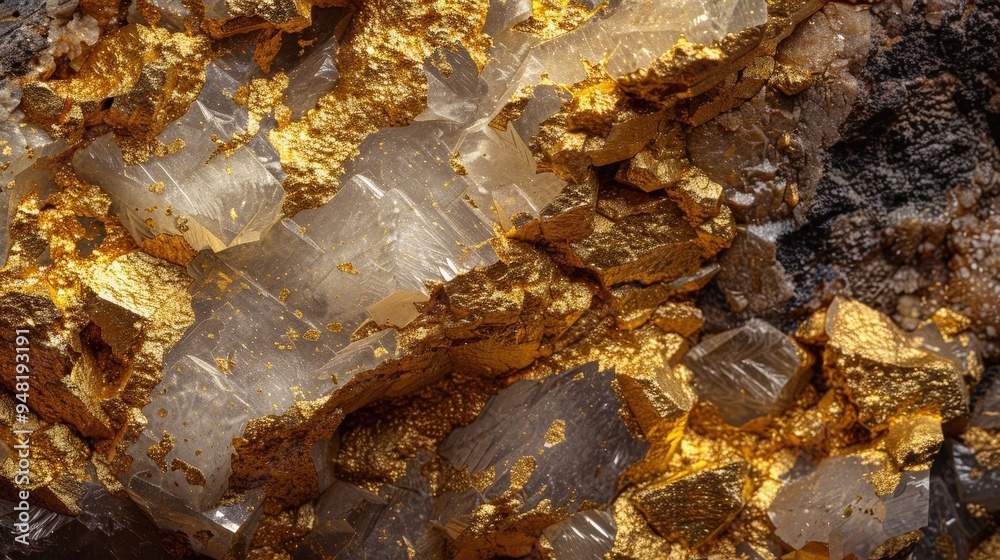 striking beauty of gold ore, featuring a close-up view of its golden inclusions within rough rock striking beauty of gold ore, featuring a close-up view of its golden inclusions within rough rock