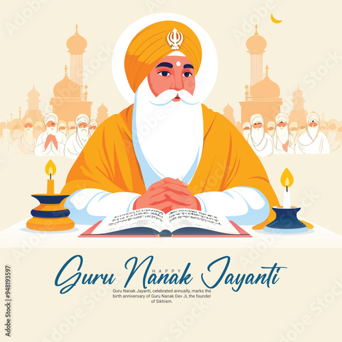 Happy Guru Nanak Jayanti social media post banner template photo