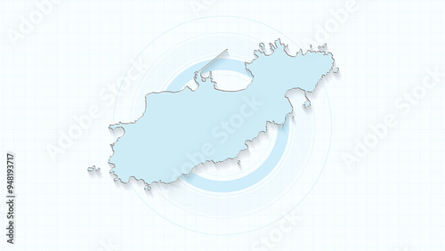 Blue Map of Alderney, Alderney map with borders of the states, country high detailed illustration map. photo